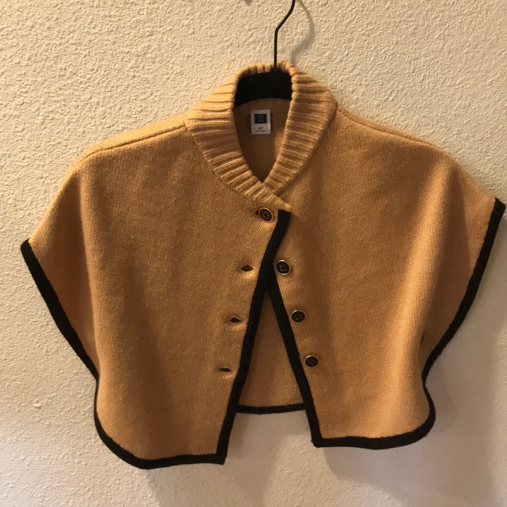 Kids Sweater Cape Camel with Black Accents